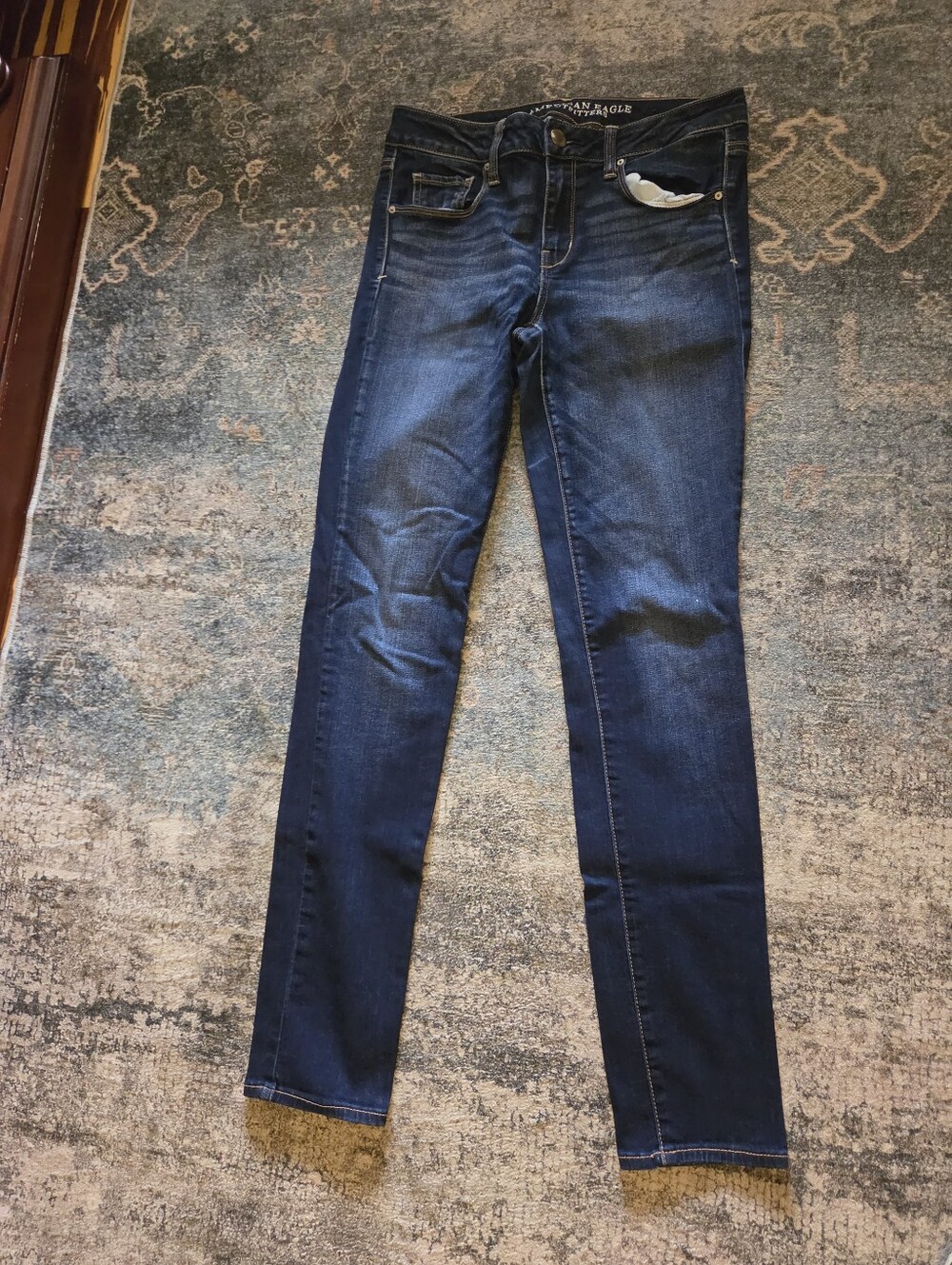 American Eagle Super Stretch Skinny Jeans Dark Wash Size 8L Long Tall
